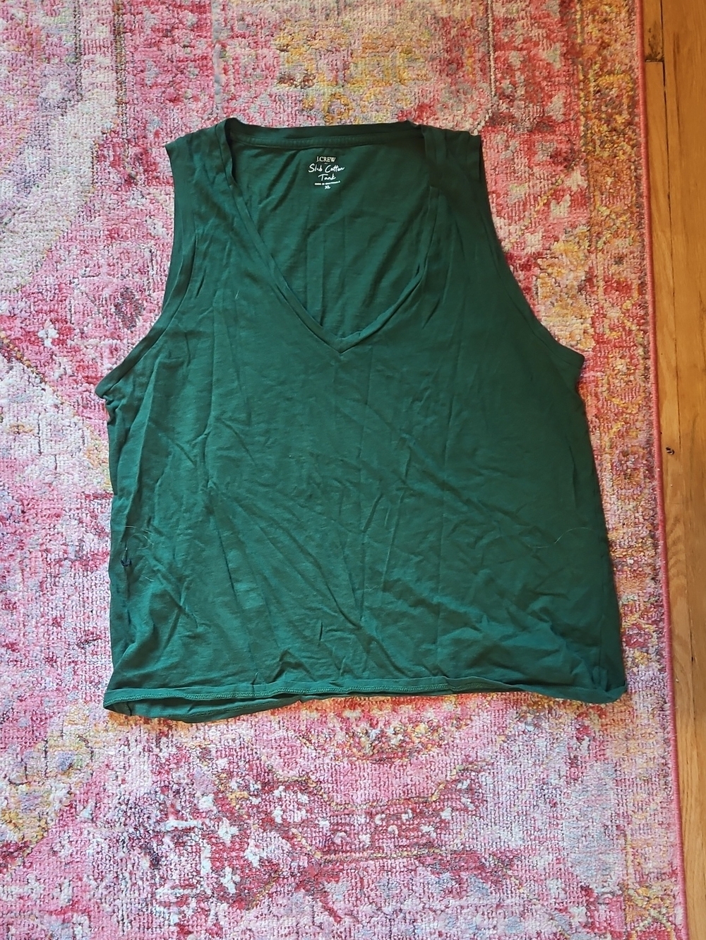 J. Crew Deep Green V-Neck Tank Top